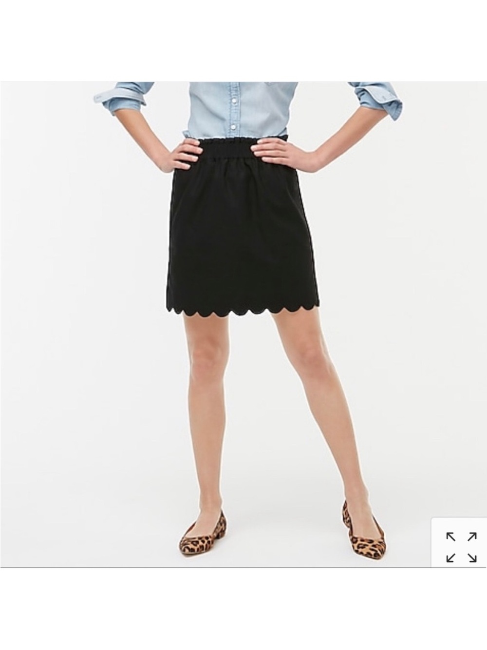 J. Crew Factory Black Scallop Hem Mini Skirt